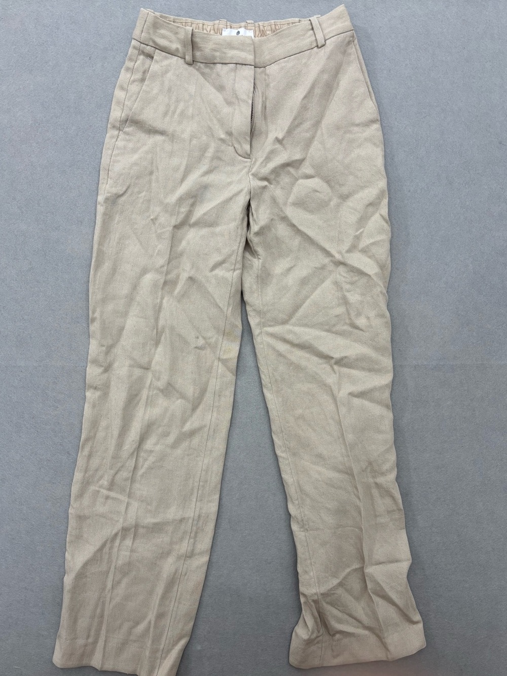 Babaton Aritzia Light Beige Trousers High Waist, Wide Leg